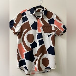 Men Geo Print Patched Pocket Shirt